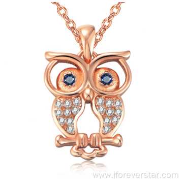 Sterling Silver Gold Plated Necklace Pendant Owl Pendant